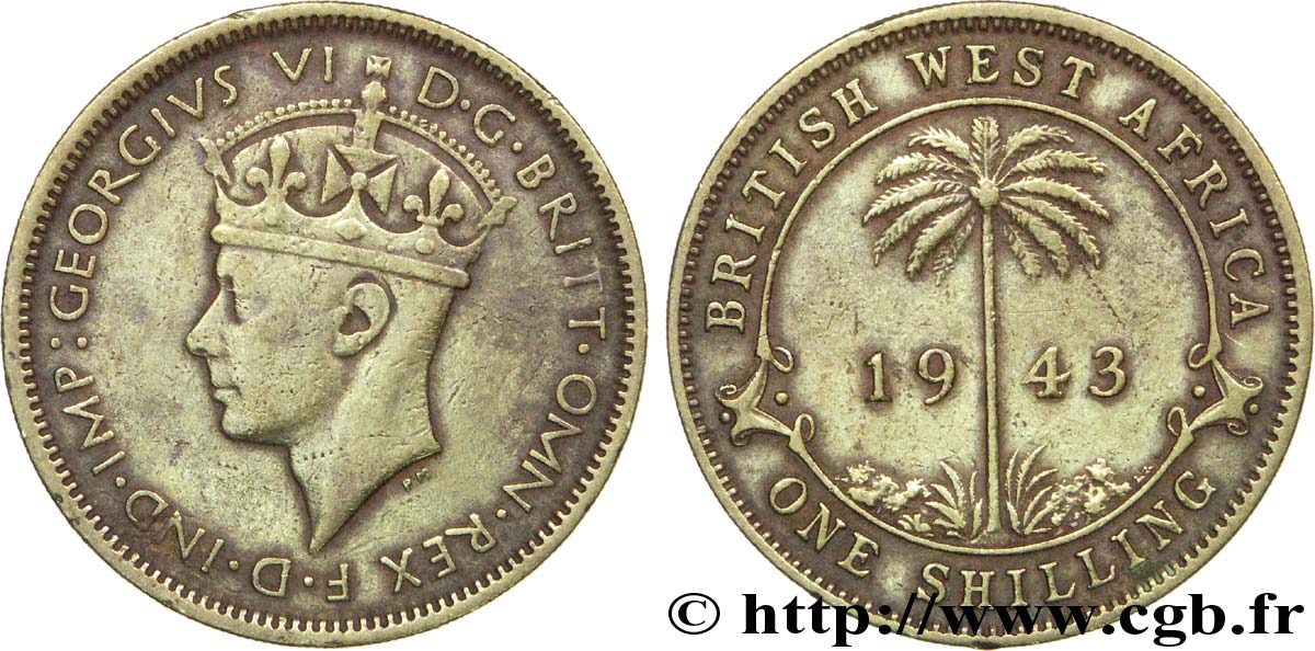 ÁFRICA OCCIDENTAL BRITÁNICA 1 Shilling Georges VI 1943 Londres MBC 