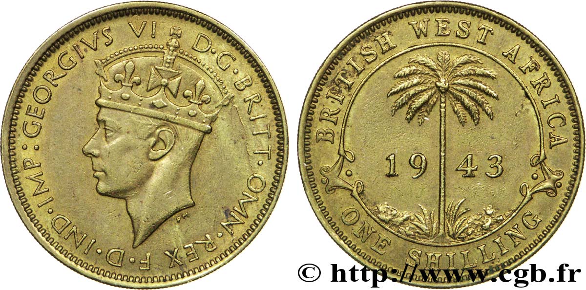 ÁFRICA OCCIDENTAL BRITÁNICA 1 Shilling Georges VI 1943 Londres EBC 