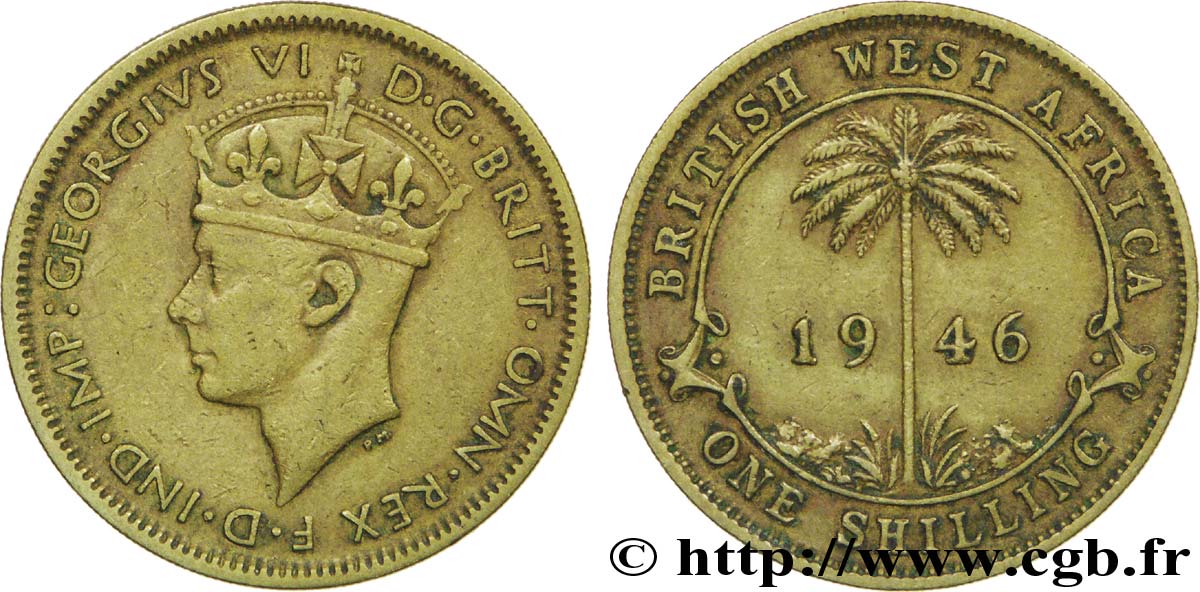 BRITISH WEST AFRICA 1 Shilling Georges VI / palmier 1946  VF 