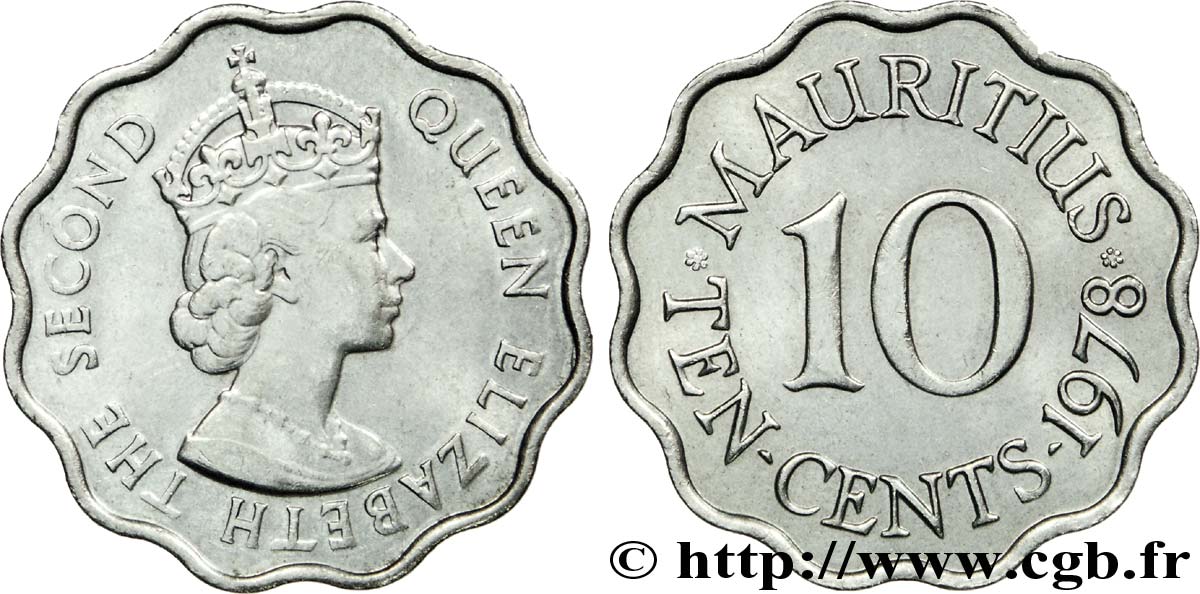 MAURITIUS 10 Cents Elisabeth II 1978  AU 