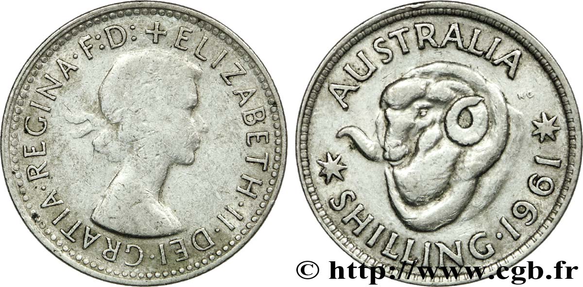 AUSTRALIA 1 Shilling Elisabeth II / bélier 1960 Melbourne VF 