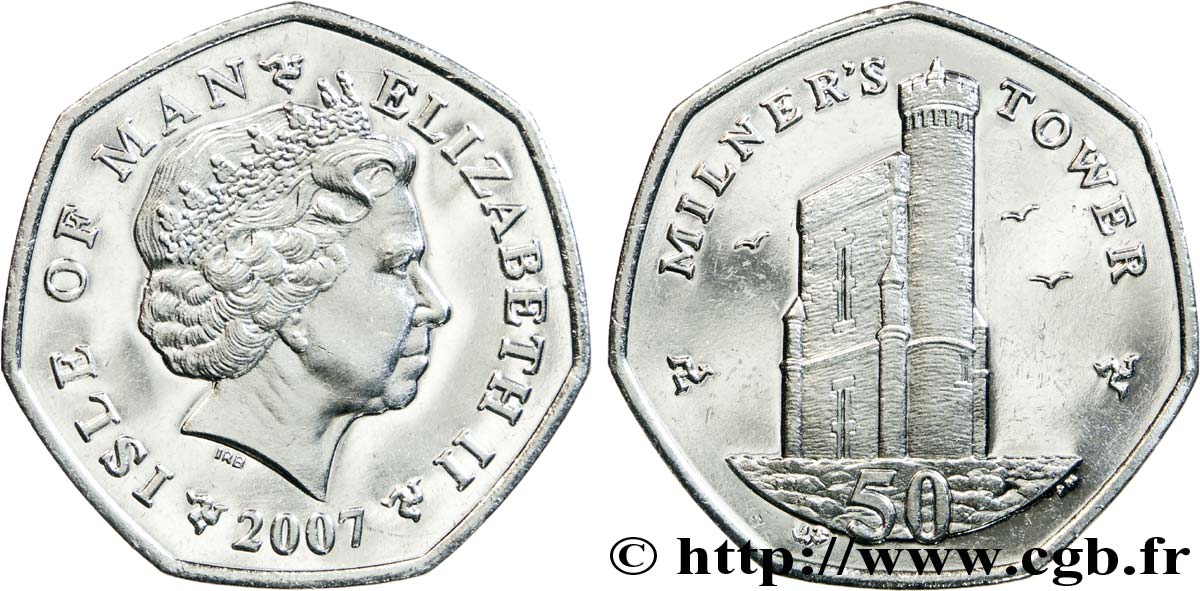 ISLE OF MAN 50 Pence Elisabeth II / tour Milner’s à Port Erin 2007  MS 