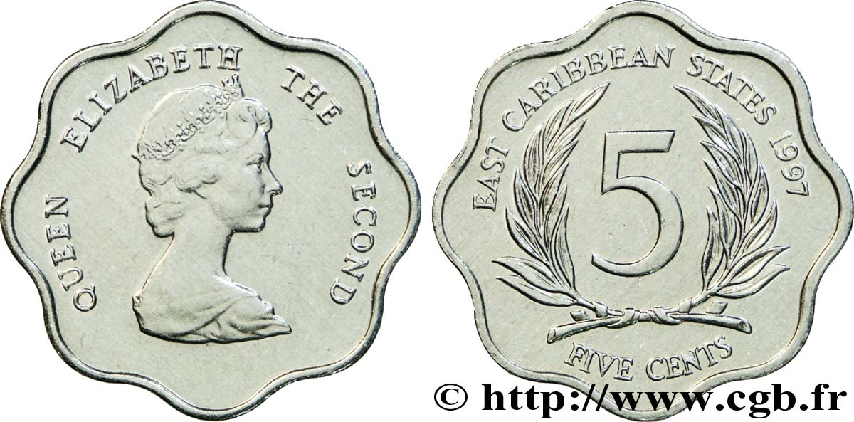 ESTADOS DEL CARAIBE ORIENTAL 5 Cents Elisabeth II 1997  SC 