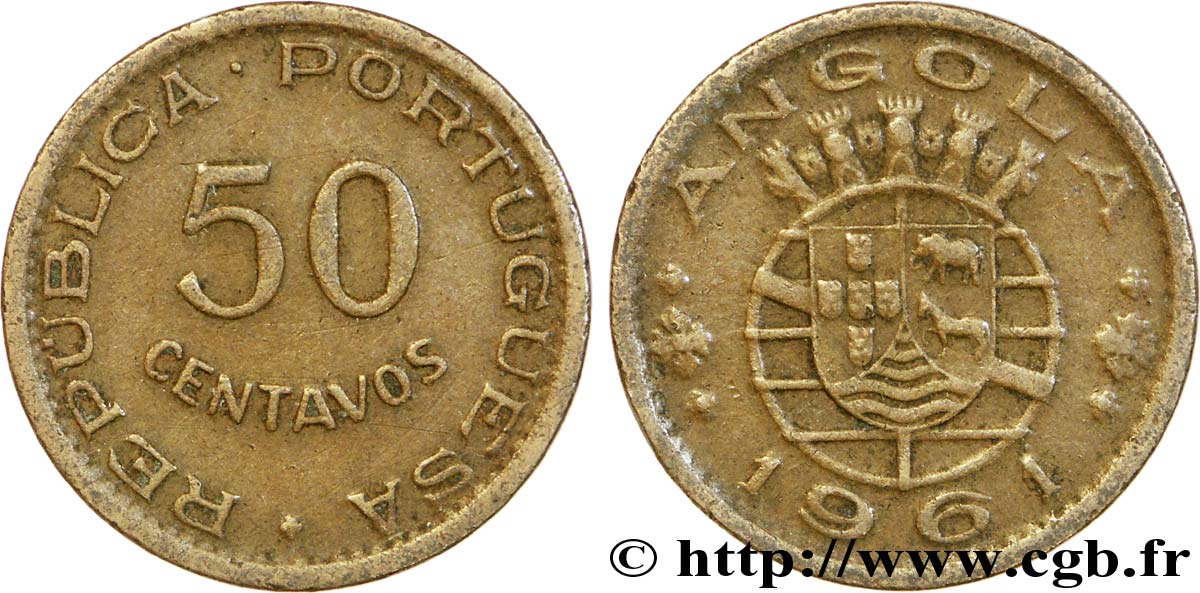ANGOLA 50 Centavos monnayage colonial Portugais 1961  BB 