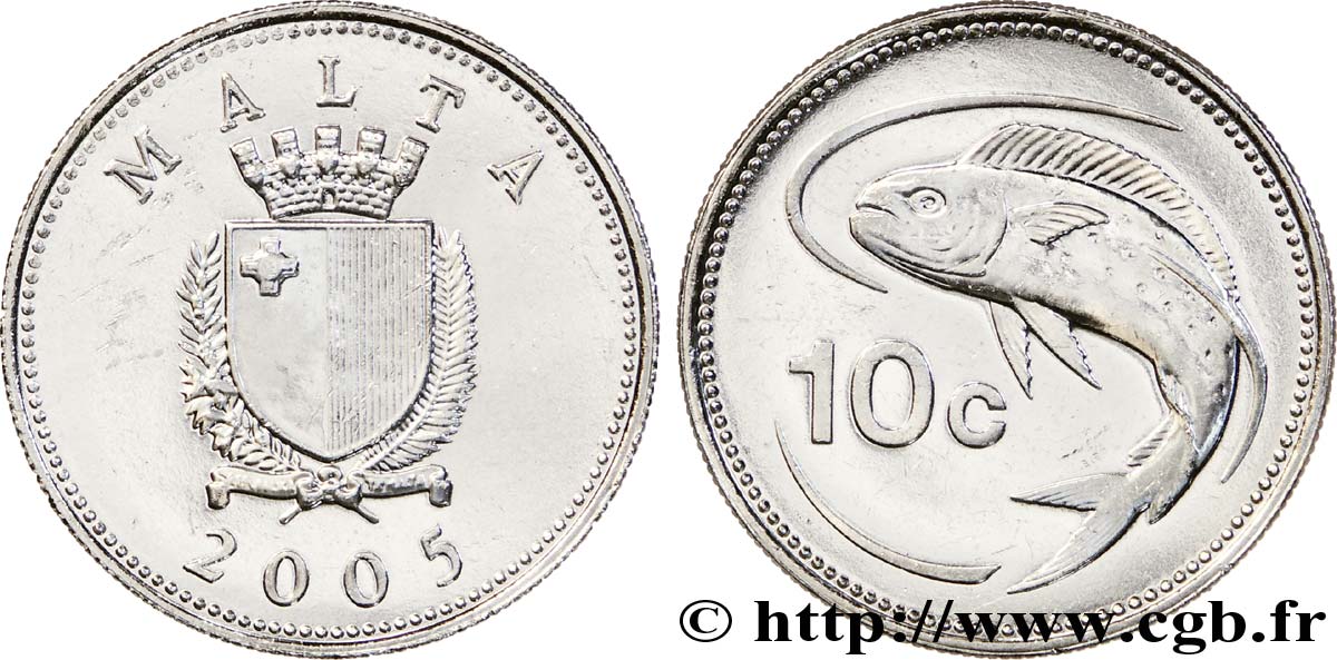 MALTA 10 Cents emblème / poisson 2005  fST 