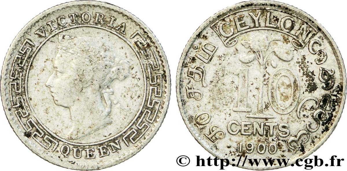 CEYLON 10 Cents Victoria 1900  S 