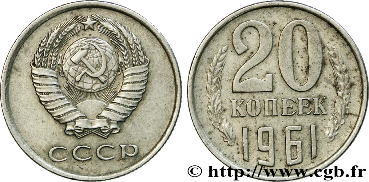RUSSLAND - UdSSR 20 Kopecks URSS 1961  SS 