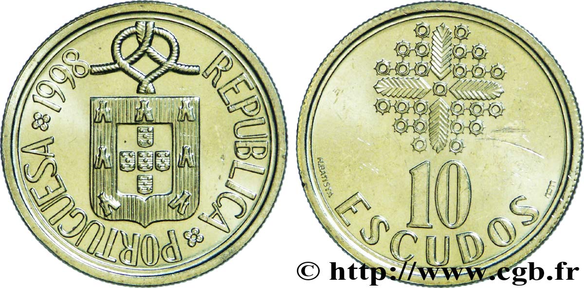 PORTUGAL 10 Escudos emblème 1998  MS 