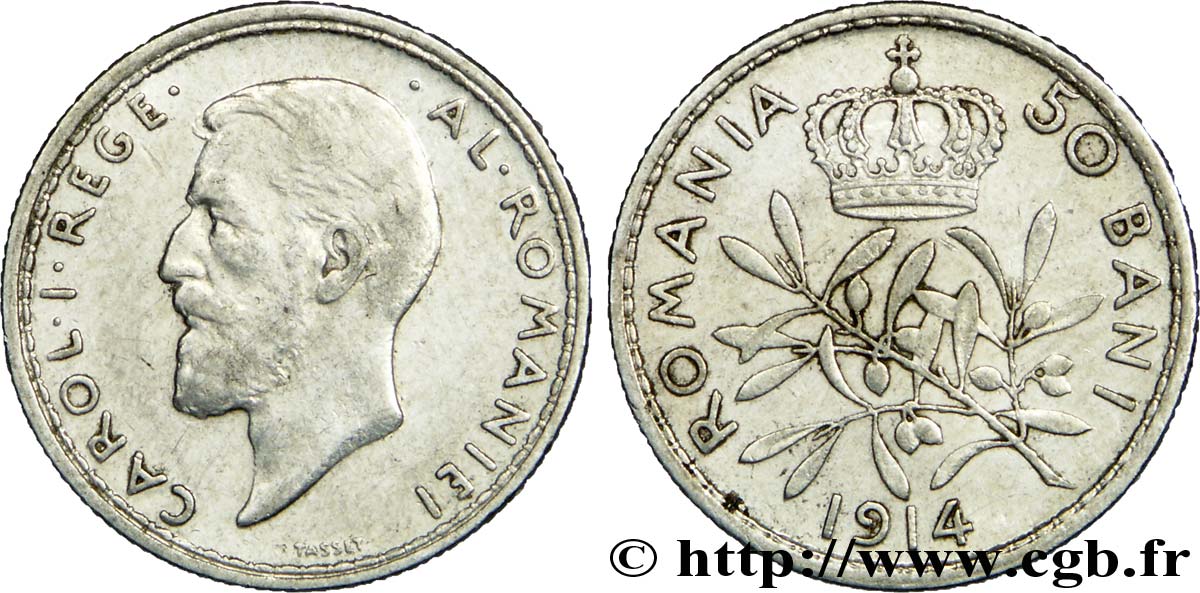 ROMANIA 50 Bani Charles Ier 1914  q.SPL 