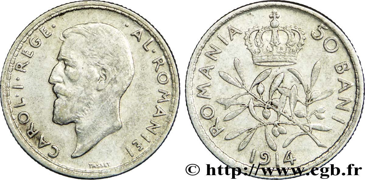 ROMANIA 50 Bani Charles Ier 1914  q.SPL 