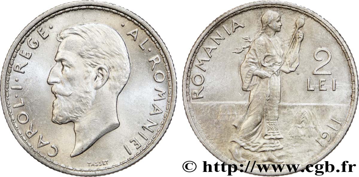 ROMANIA 2 Lei Charles Ier / paysanne 1911  MS 