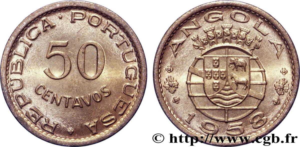 ANGOLA 50 Centavos monnayage colonial Portugais 1958  SPL 