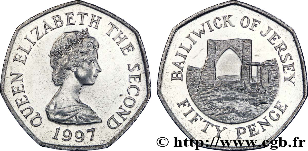 JERSEY 50 Pence Elisabeth II / château de Grosnez 1997  MS 