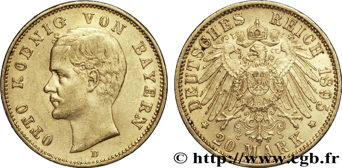 GERMANY - BAVARIA 20 Mark Othon Ier 1895 Munich - D AU 