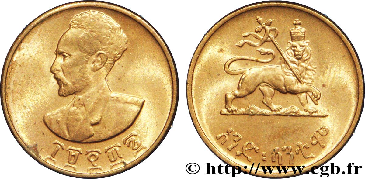 ETIOPIA 1 Cent Haile Selassie/ lion éthiopien EE1936 1944  MS 