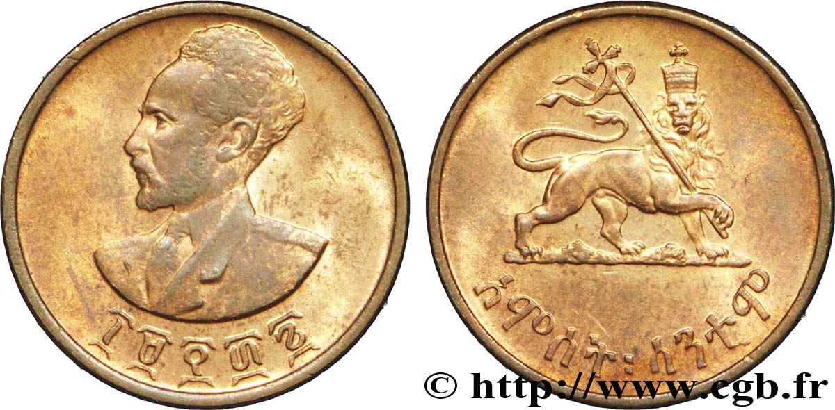 ETHIOPIA 5 Cents Haile Selassie/ lion éthiopien EE1936 1944  AU 