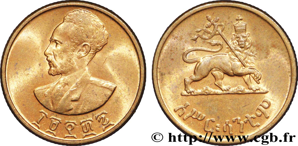 ETIOPIA 10 Cents Haile Selassie/ lion éthiopien EE1936 1944  EBC 