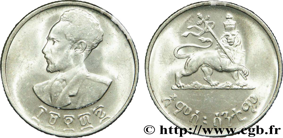 ETHIOPIA 50 Cents Haile Selassie/ lion éthiopien EE1936 1944  AU 