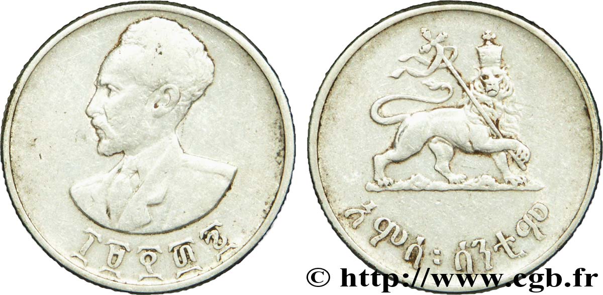 ETHIOPIA 50 Cents Haile Selassie/ lion éthiopien EE1936 1944  XF 