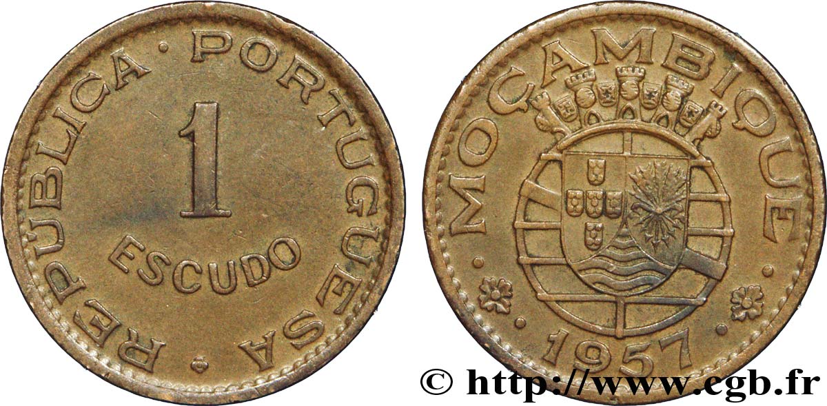MOZAMBIQUE 1 Escudo colonie portugaise du Mozambique 1957  MBC+ 