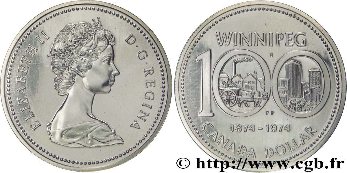 CANADá
 1 Dollar Elisabeth II / centenaire de Winnipeg 1974  SC 