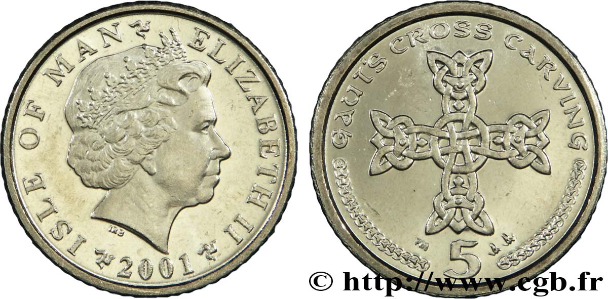 ISLA DE MAN 5 Pence Elisabeth II / croix des Gauts 2001  SC 