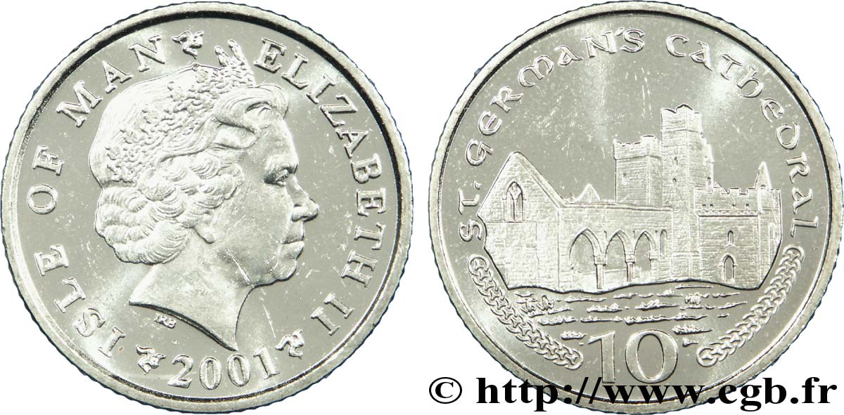 ISLE OF MAN 10 Pence Elisabeth II / la cathédrale St German de Peel 2001  MS 