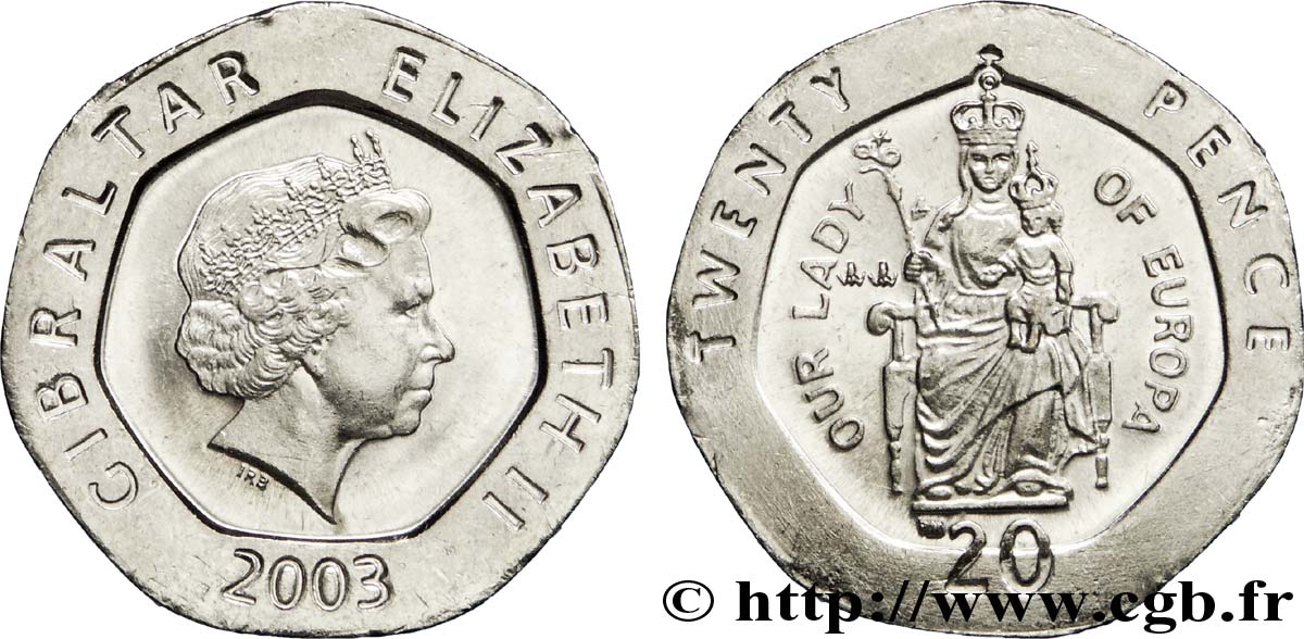 GIBRALTAR 20 Pence Elisabeth II / Notre-Dame d’Europa 1997  MS 