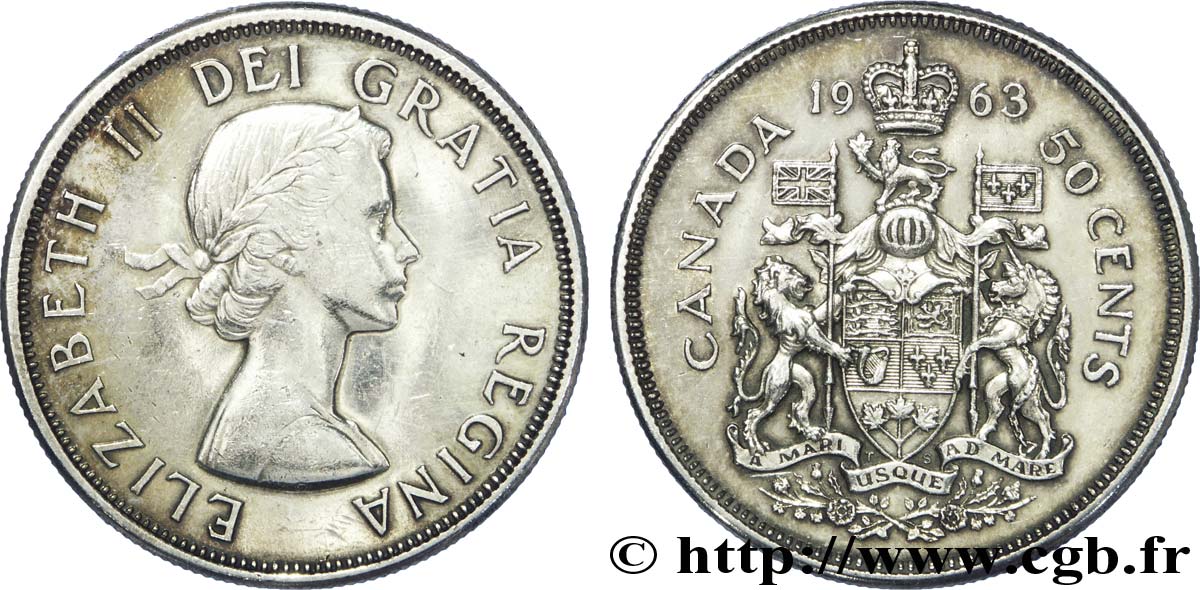 CANADA 50 Cents Elisabeth II 1963  AU 