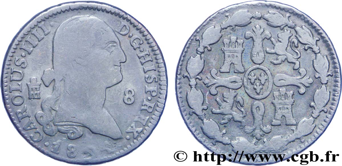 ESPAÑA 8 Maravedis Charles IIII 1804 Ségovie BC 
