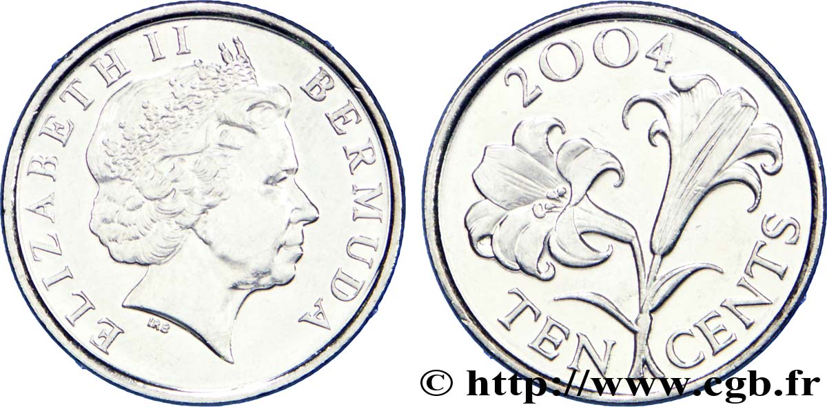 BERMUDES 10 Cents Elisabeth II / fleur 2004  SPL 