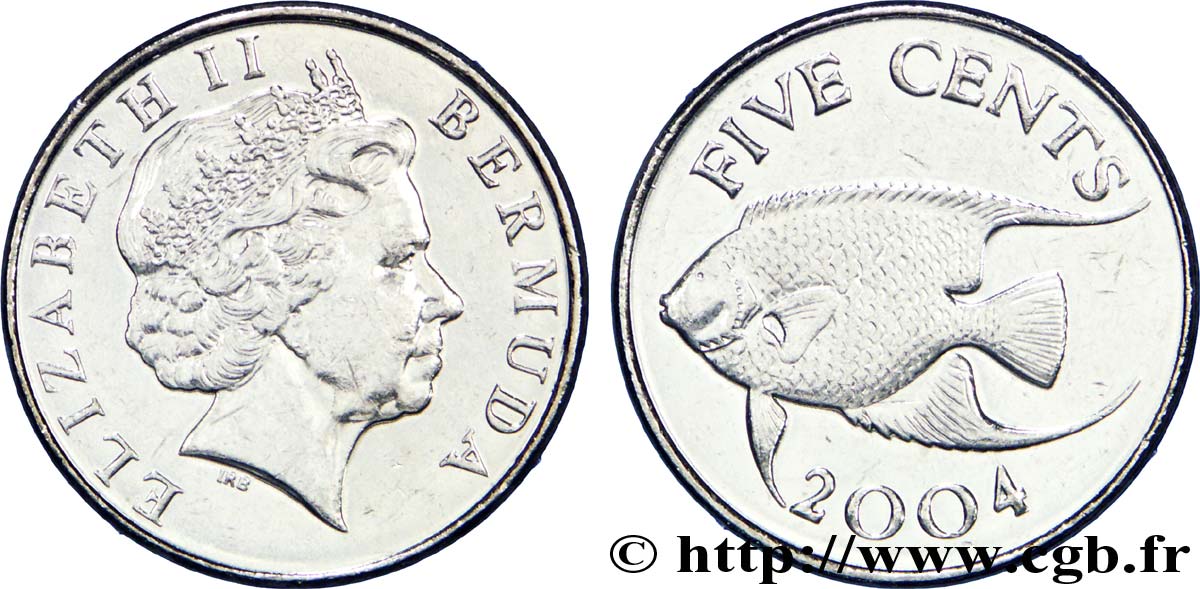 BERMUDA 5 Cents Elisabeth II / poisson 2004  AU 