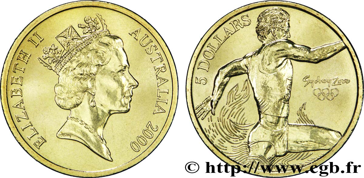 AUSTRALIE 5 Dollars J.O. de Sydney : triathlon 2000  SPL 