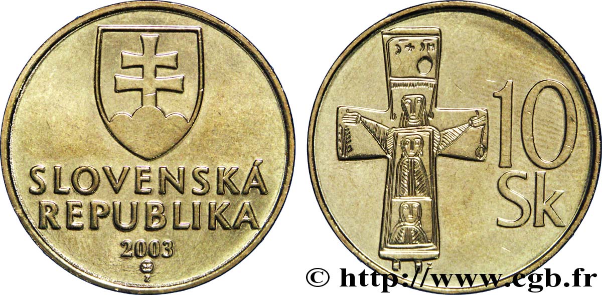 SLOVAKIA 10 Koruna croix du 11e siècle 2003  MS 