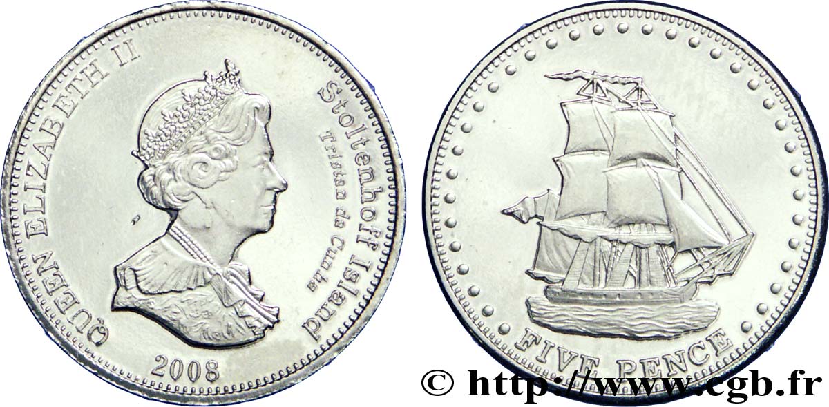STOLTENHOFF ISLAND 5 Pence Elisabeth II / voilier 2008  MS 