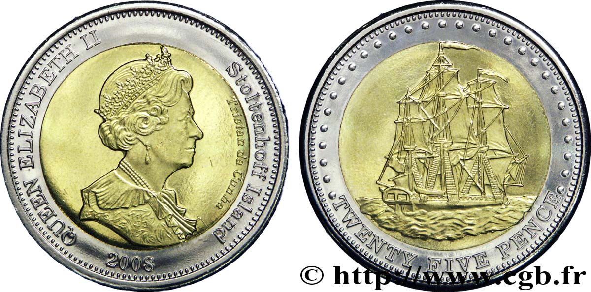 STOLTENHOFF ISLAND 25 Pence Elisabeth II / voilier 2008  MS 
