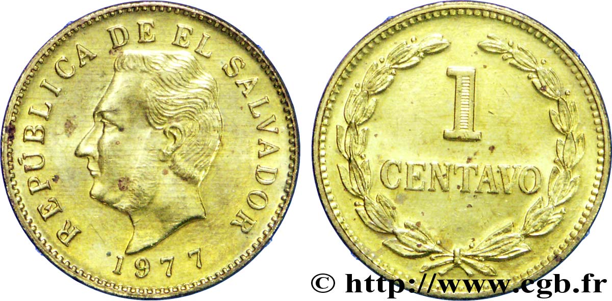 EL SALVADOR 1 Centavo Francisco Morazan 1974 Sherrit Mint, Canada AU 