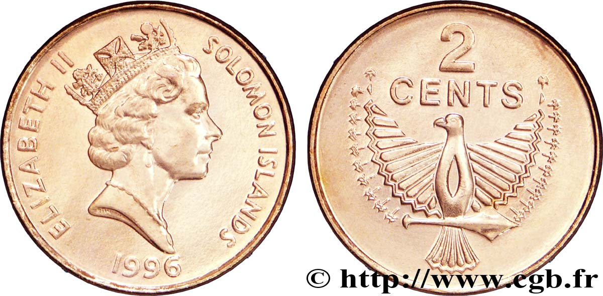 SOLOMON ISLANDS 2 Cents Elisabeth II / aigle esprit de Mlaita 1996  MS 