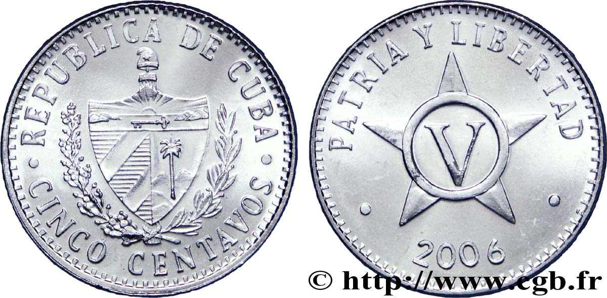 CUBA 5 Centavos emblème / étoile 2006  SPL 