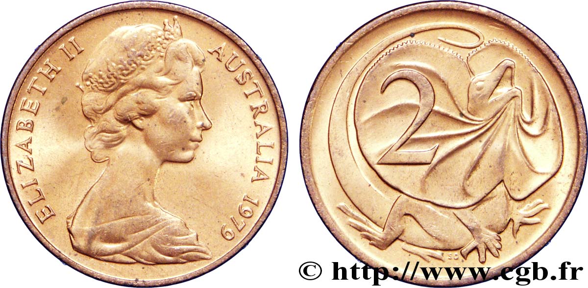 AUSTRALIEN 2 Cents Elisabeth II / lézard 1979  fST 