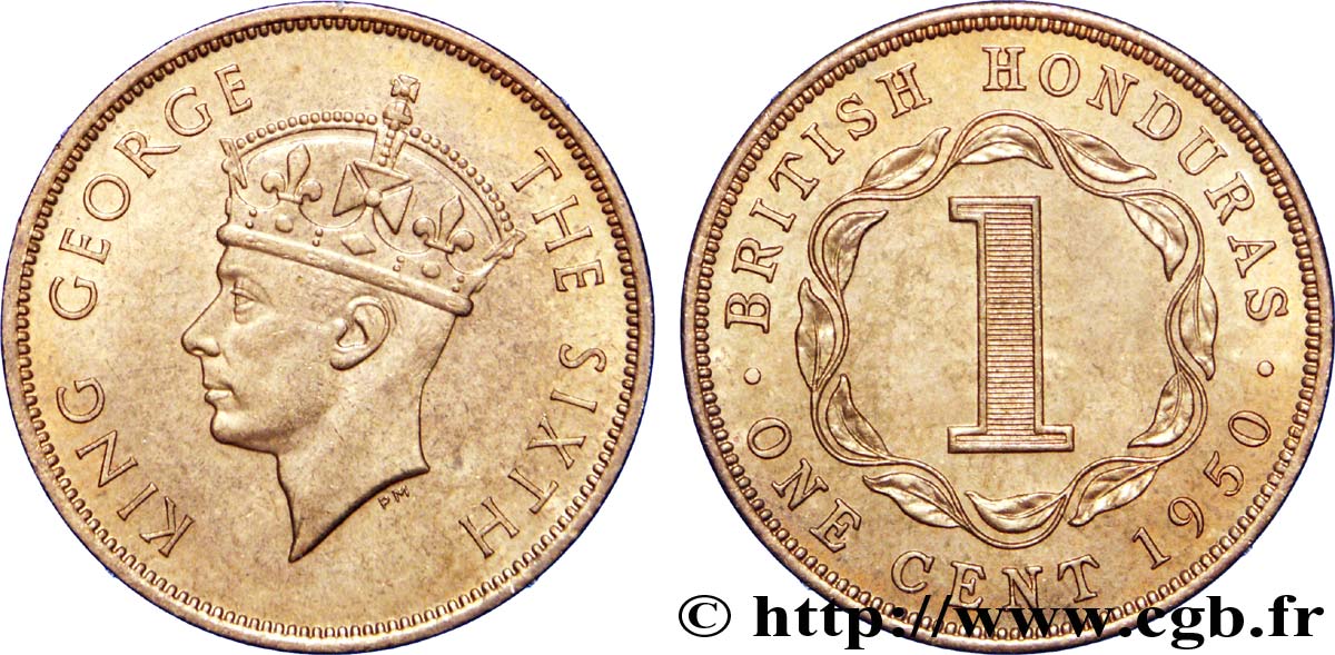 HONDURAS BRITANNIQUE 1 Cent Georges VI 1950  SPL 