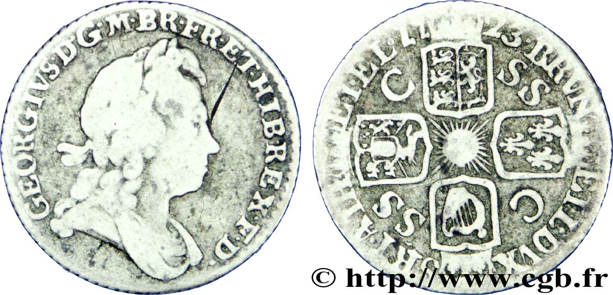 REINO UNIDO 6 Pence Georges Ier / emblème 1723  BC 
