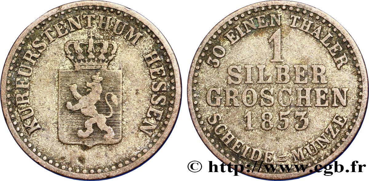 ALEMANIA - HESSE 1 Silbergroschen Hesse-Kassel 1853  BC 
