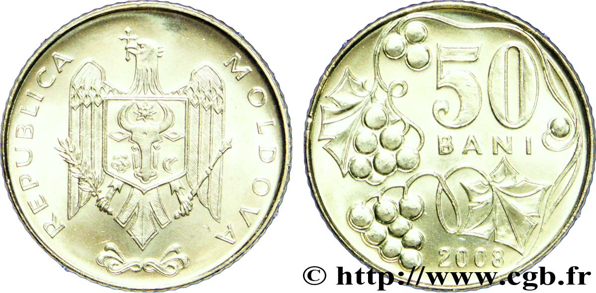 MOLDOVIA 50 Bani emblème / grappe de raisin 2008  MS 