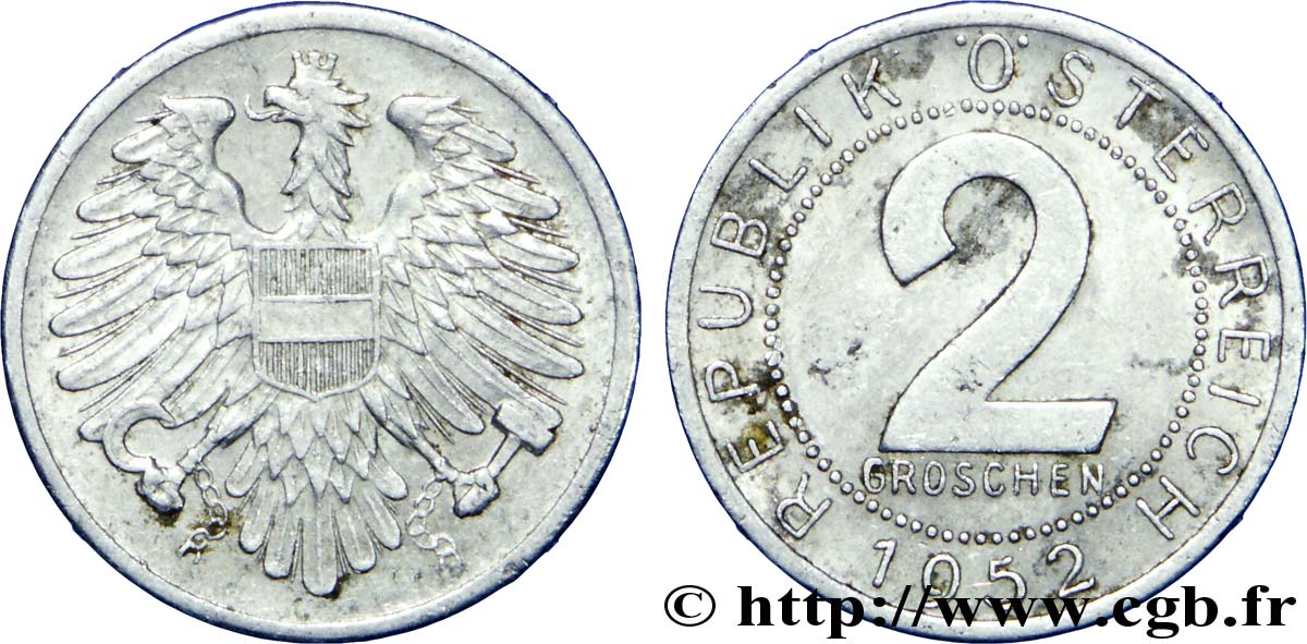 AUSTRIA 2 Groschen aigle 1952  BB 