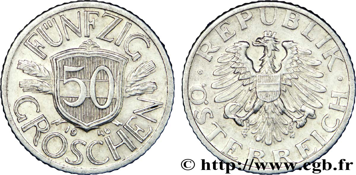 AUSTRIA 50 Groschen aigle 1946  EBC 