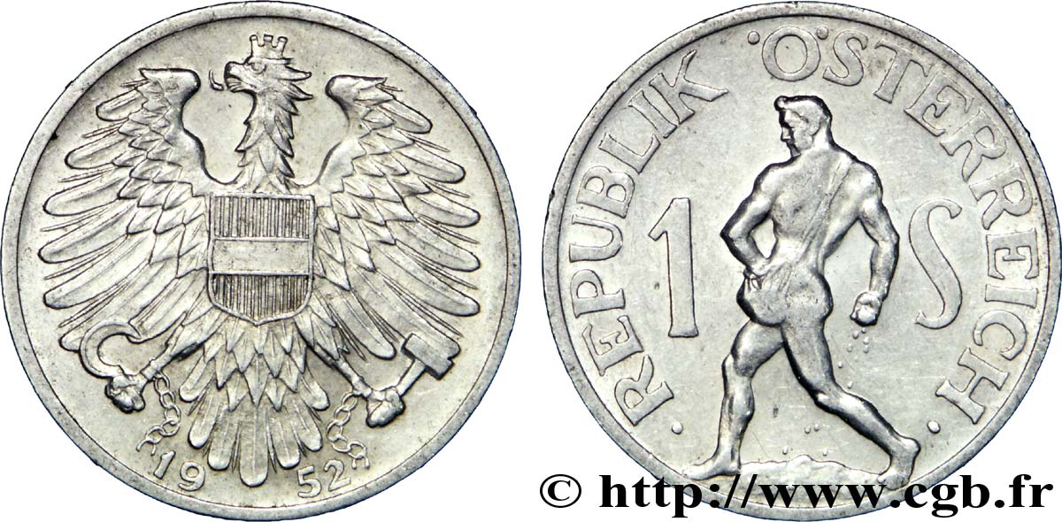AUSTRIA 1 Schilling aigle / semeur 1952  MS 