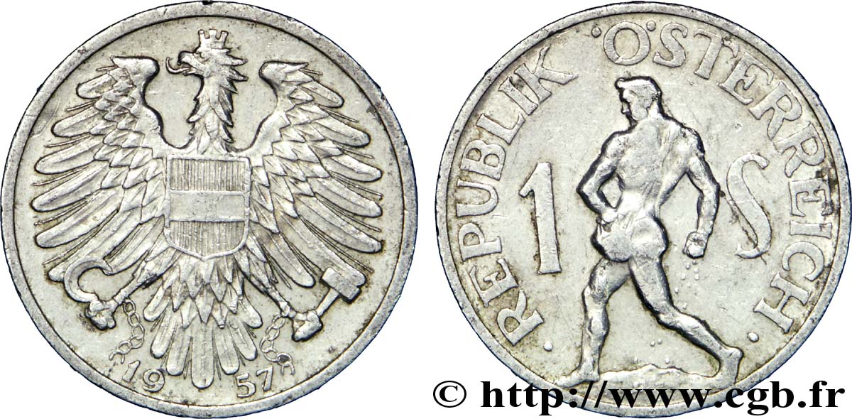 AUSTRIA 1 Schilling aigle / semeur 1957  XF 