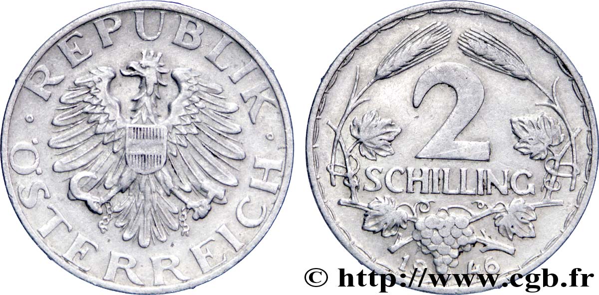 AUSTRIA 2 Schilling aigle 1946  BB 