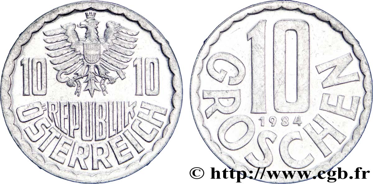AUSTRIA 10 Groschen aigle 1984  EBC 